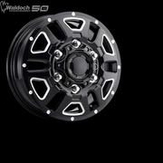 FORD TRANSIT BLACK AND MILLED 16X6 HUNTER DUALLY REAR WHEELS 003-6668RBM CONVERSION VAN WHEEL ULTRA WALDOCH
