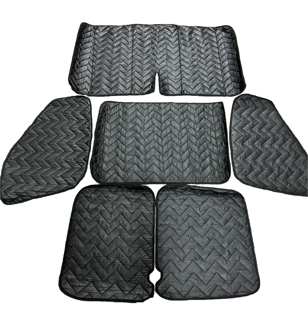 FORD TRANSIT - BLACKOUT WINDOW COVERINGS WINDSHEILD, DRIVER & PASSENGER, SLIDING DOOR AND DRIVER AND PASSENGER REAR DDORS - BLACK IN COLOR