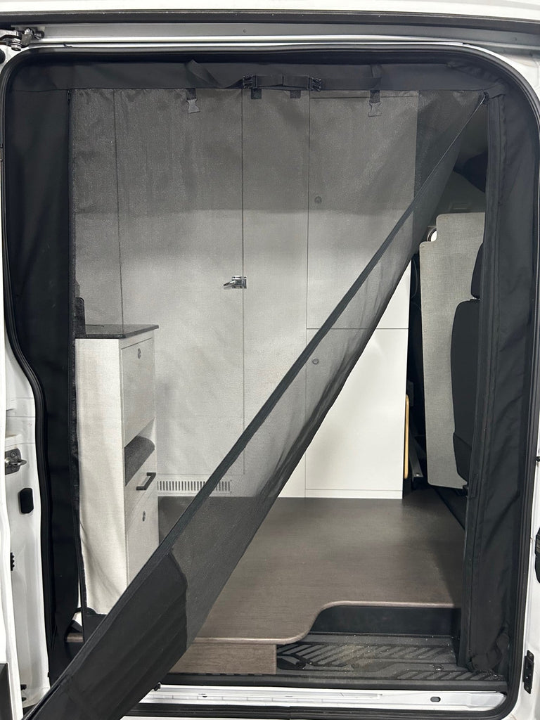 MAGNETIC SIDE DOOR WITH WEATHER AND BUG SHIELD FOR RAM PROMASTER VANS WITH ADJUSTABLE OPENINGS