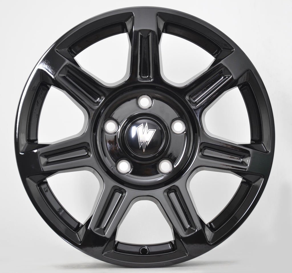 FLUX 17 X 6.5 ALL BLACK GLOSSY - 84.1  OFFSET 5X130  84.1CB