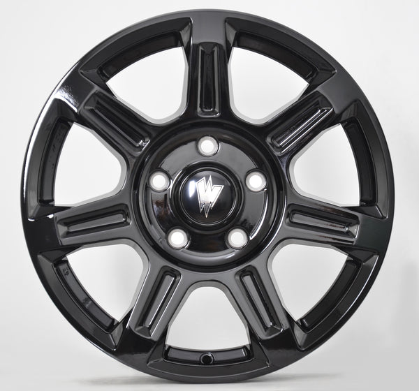 FLUX 17 X 6.5 ALL BLACK GLOSSY - 84.1  OFFSET 5X130  84.1CB