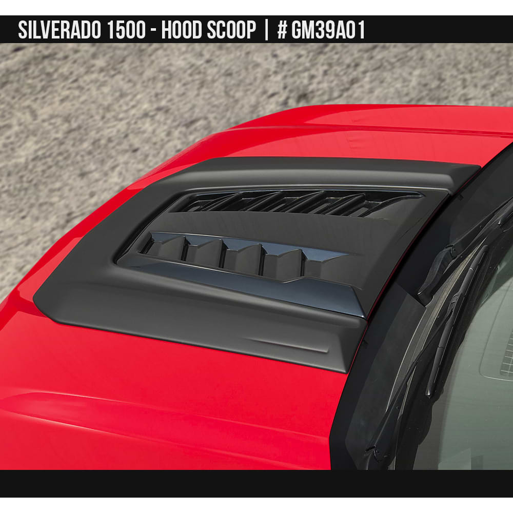 2019-2024 Chevrolet Silverado 1500 Hood Scoop (except ZR2 versions) Painted  Satin Black Install Ready
