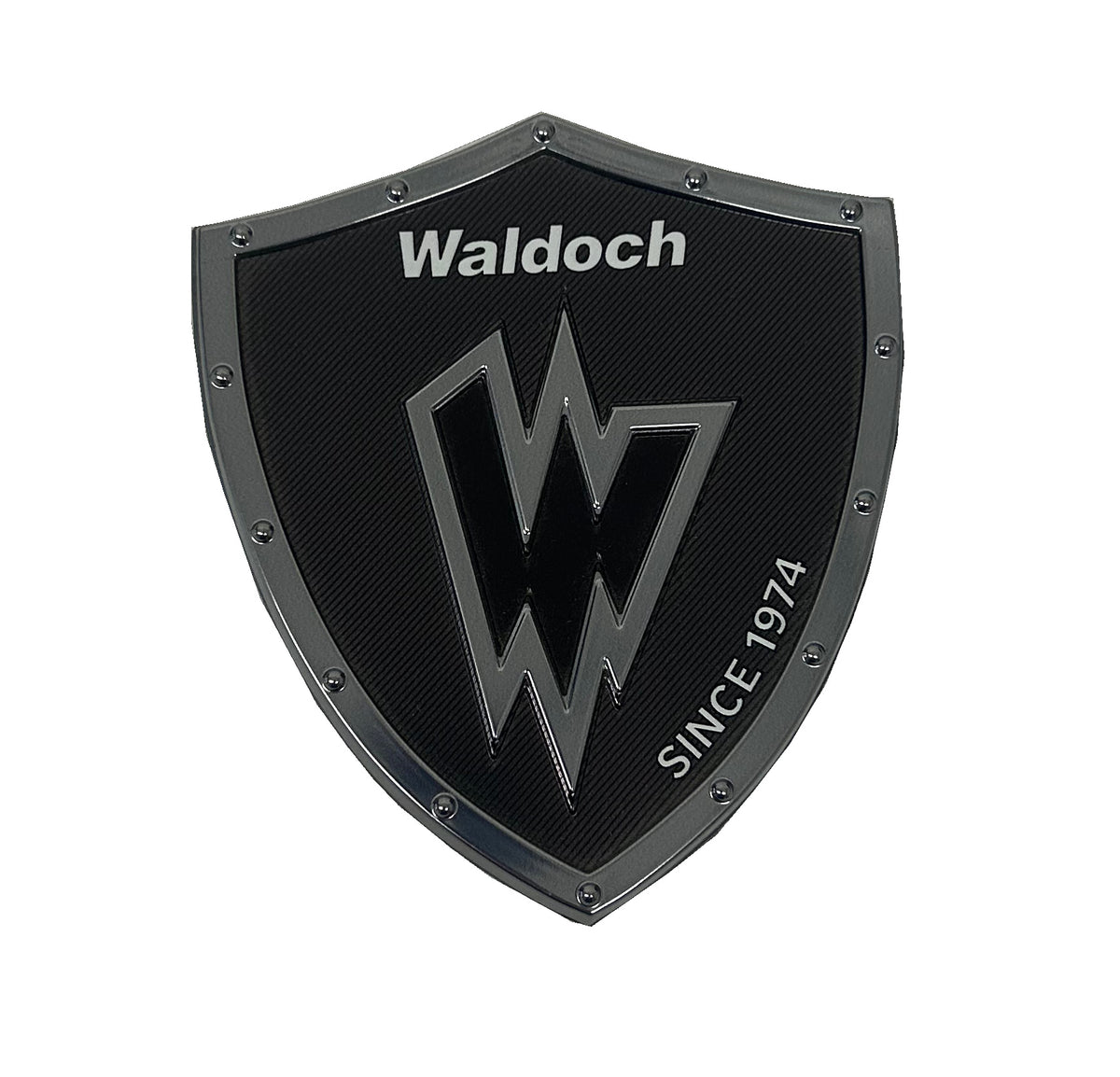 WALDOCH SHIELD LOGO (SL24) IMAGE - 5"x4.39" (SILVER BORDER)