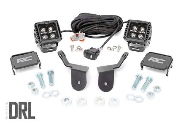 LED Light Kit | Cage Mount | 2" Black Pair | White DRL | Honda Pioneer 1000