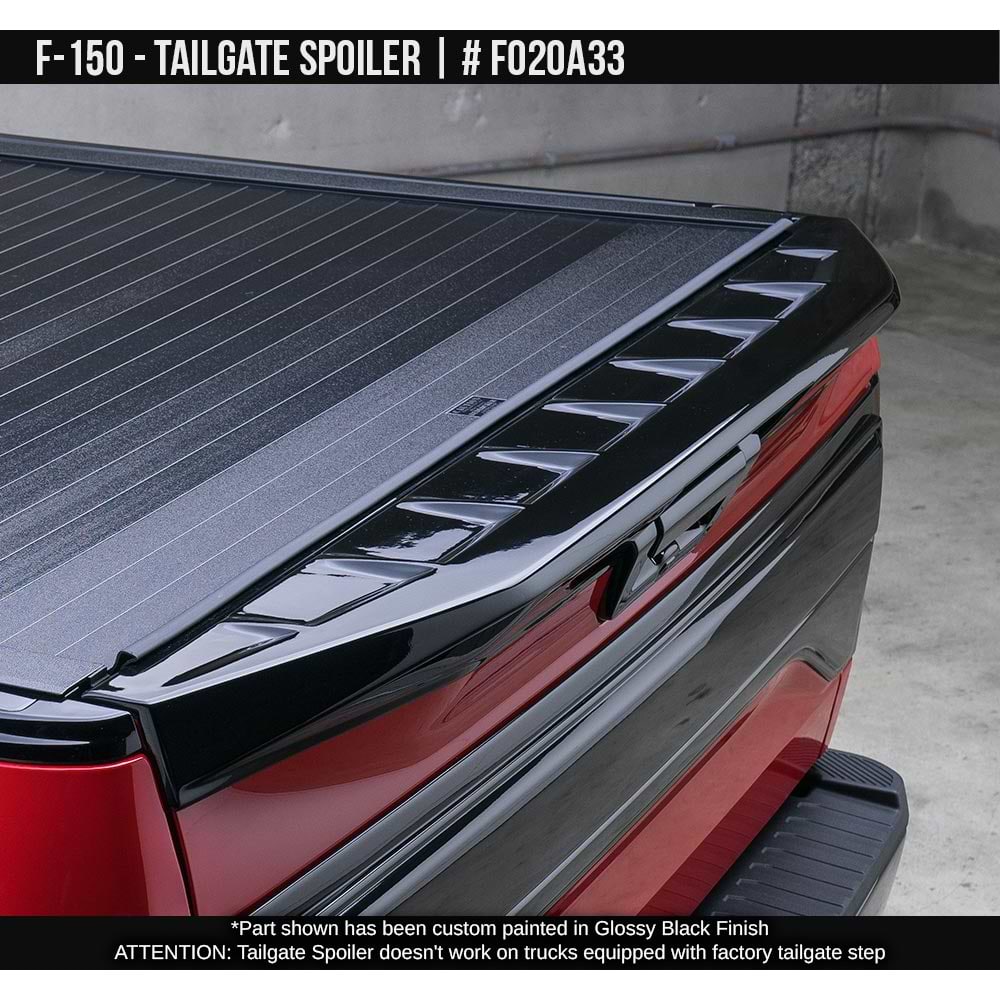 2015-2020 Ford F-150 Tailgate Spoiler (except versions with Tailgate step) Painted  Satin Black Install Ready
