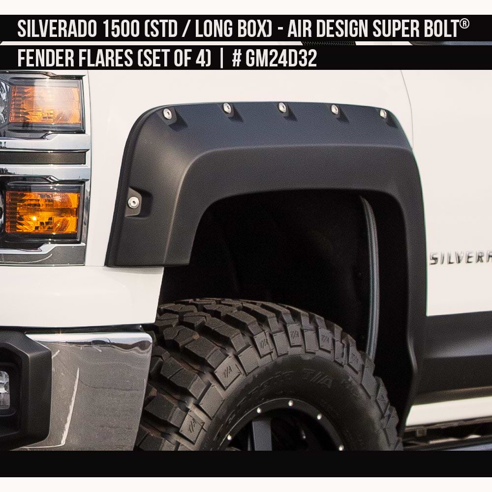2014-2018 Chevrolet Silverado 1500 Super Bolt Fender Flare Set (for Std. And Long Box) Painted  Satin Black Install Ready