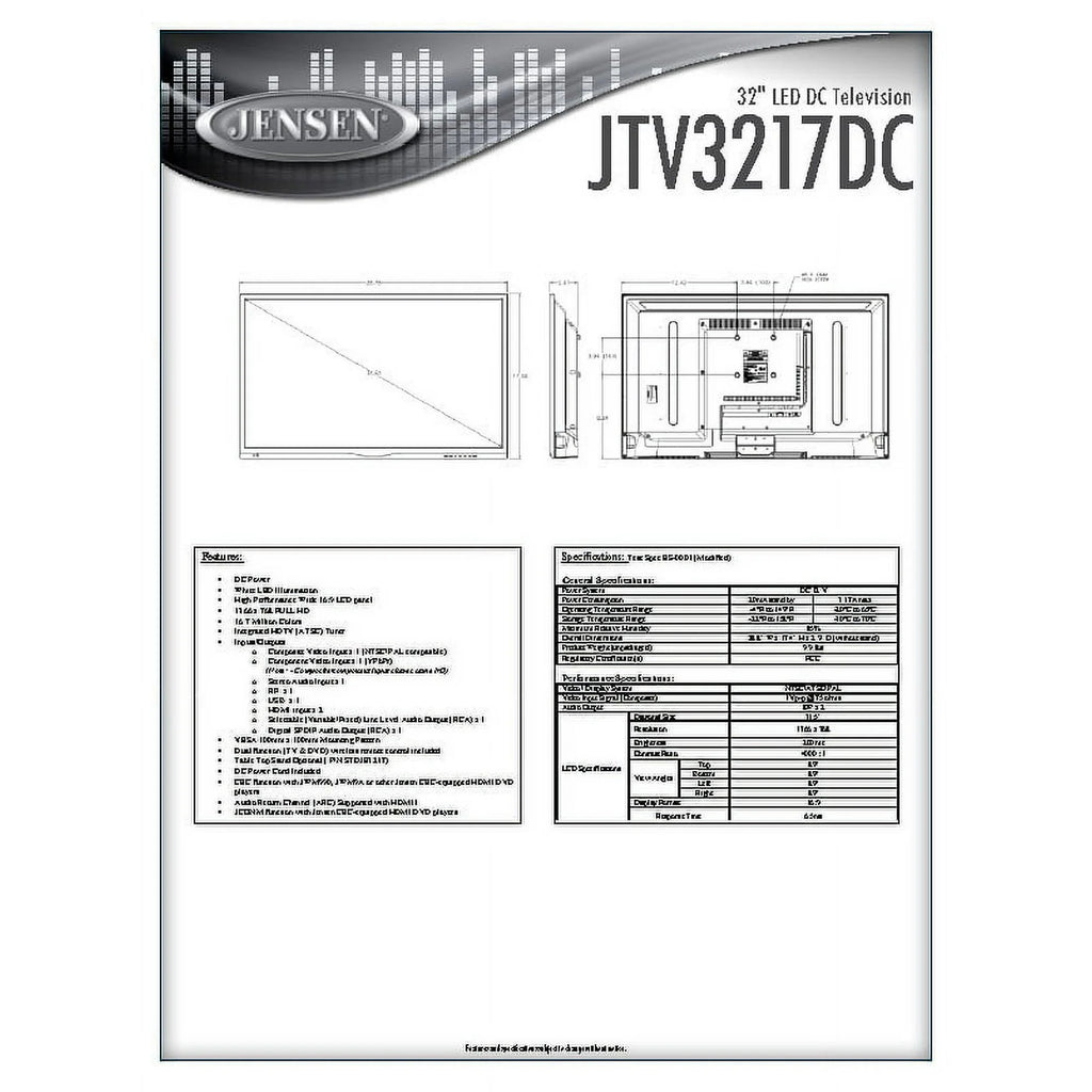 32" JENSEN LED DC TV