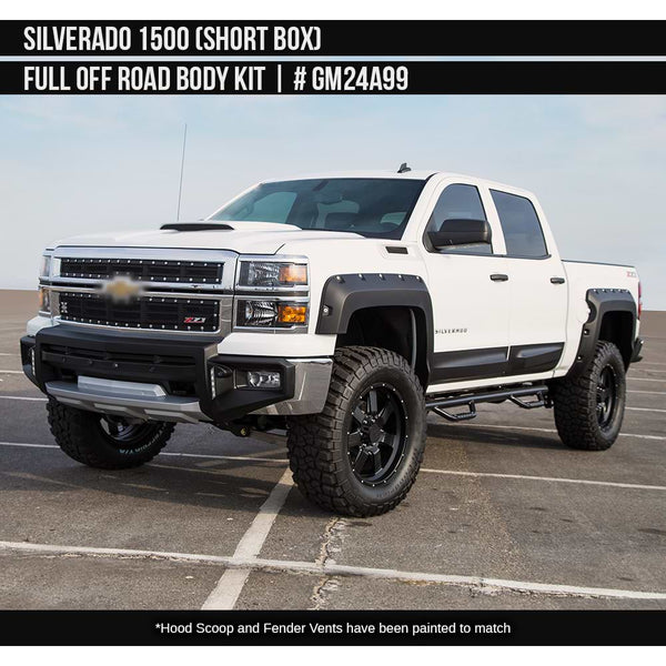 2014-2015 Chevrolet Silverado 1500 Off-Road Full Kit (for Short Box) Painted  Satin Black Install Ready