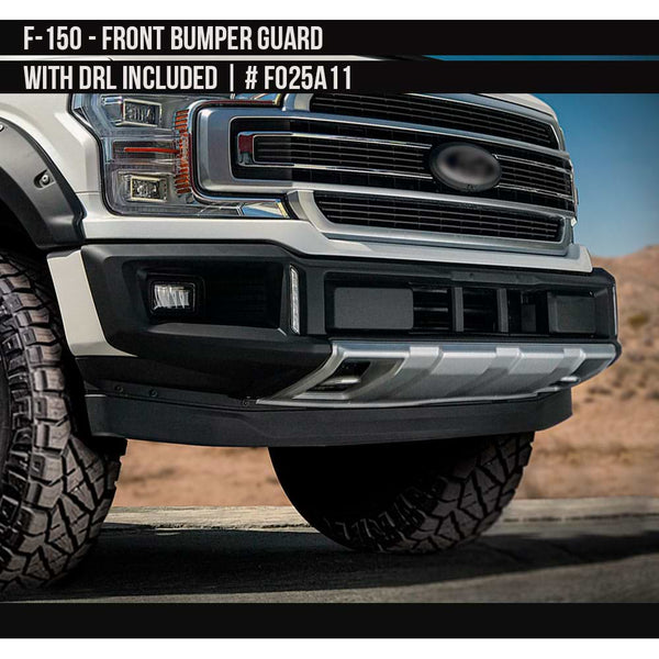 2018-2020 Ford F-150 Front Bumper Guard with DRL included  Painted  Satin Black and Satin Silver Install Ready