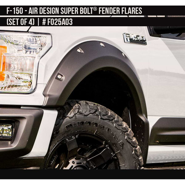 2018-2020 Ford F-150 Super Bolt Fender Flare Set  Painted  Satin Black Install Ready