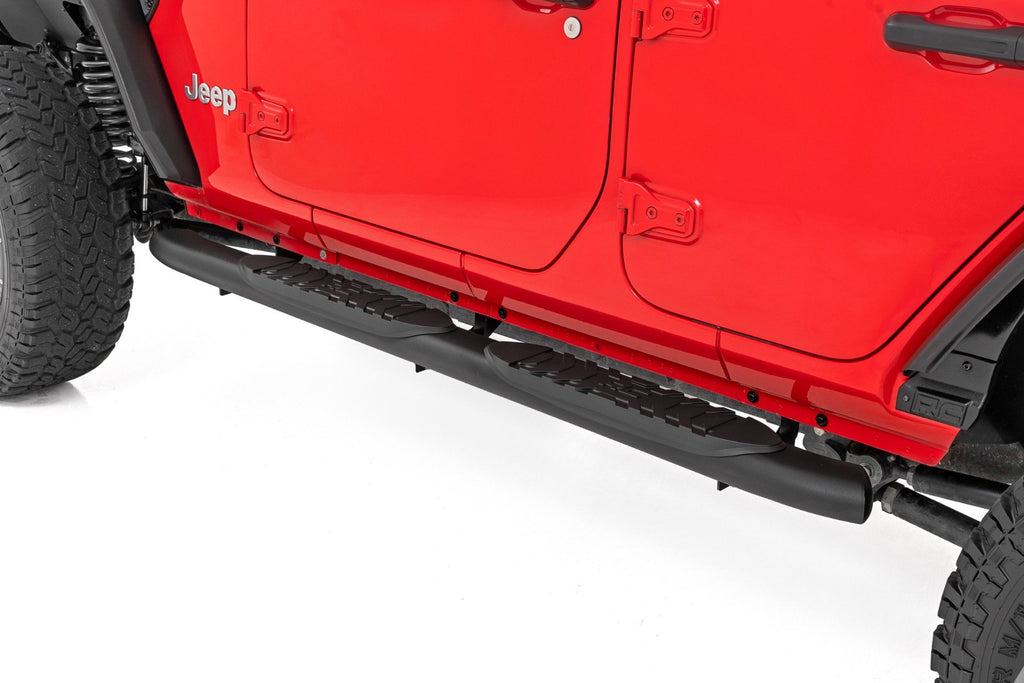 Oval Nerf Steps | 4 Door | Black | Jeep Wrangler Unlimited 4WD (2018-2025)