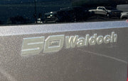 1.82" X 14" 50 YEARS WALDOCH SL24 LOGO 3D CHROME / TITANIUM / SATIN CLEARCOAT
