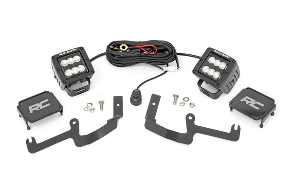 LED Light Kit | Ditch Mount | 2" Black Pair | Flood | Chevy Silverado 1500 (19-24)