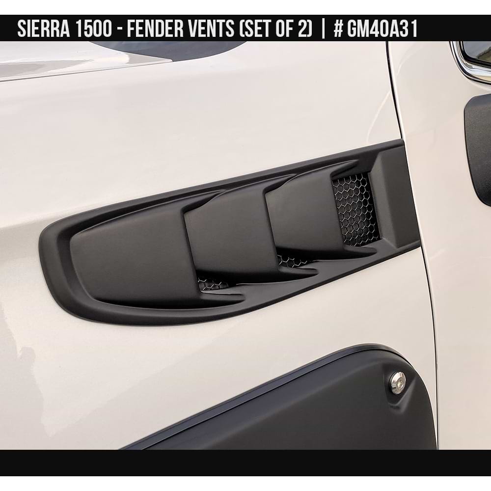 2019-2024 GMC Sierra 1500 Fender Vent Set  Painted  Satin Black Install Ready