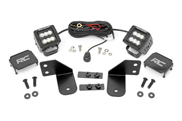 LED Light | RR Cage Mount | 2" Black Flood Pair | Polaris Ranger 1000/Ranger XP 900/1000