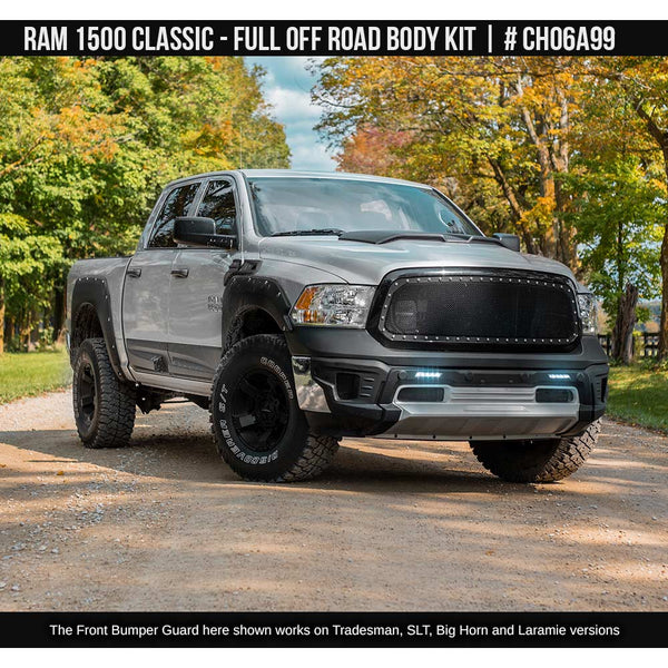 2010-2023 Dodge RAM Classic 1500 Off-Road Full Kit (for Tradesman, SLT, Big Horn and Laramie versions) Painted  Satin Black Install Ready