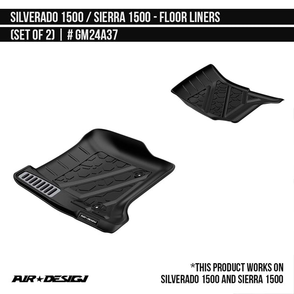 2014-2018 Chevrolet Silverado 1500 Floor Liner Set (Front Row)  Soft Touch Texture  Black
