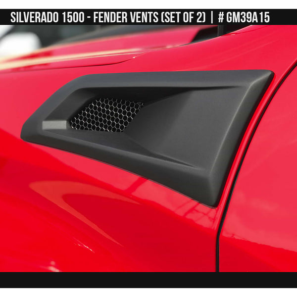 2019-2024 Chevrolet Silverado 1500 Fender Vent Set  Painted  Satin Black Install Ready