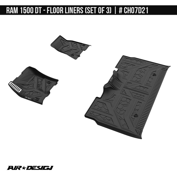 2010-2023 Dodge RAM 1500 DT  Floor Liner Set (Front and Rear Row) Double Cab Soft Touch Texture  Black
