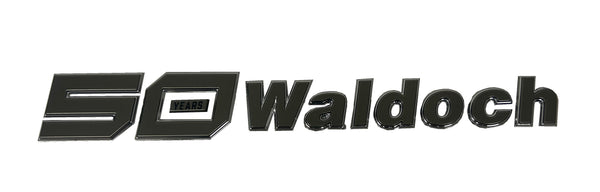 1.82" X 14" 50 YEARS WALDOCH SL24 LOGO 3D CHROME / TITANIUM / SATIN CLEARCOAT