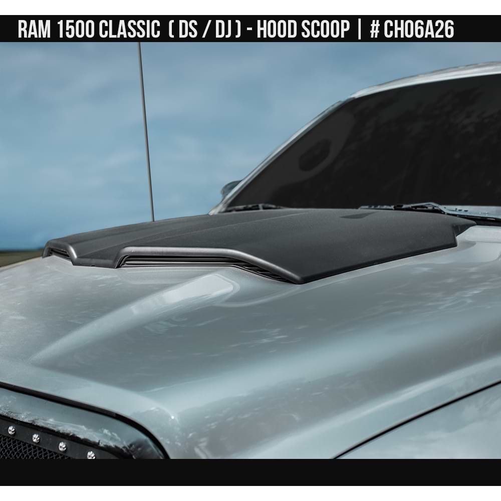 2010-2023 Dodge RAM Classic 1500 Hood Scoop  Painted  Satin Black Install Ready