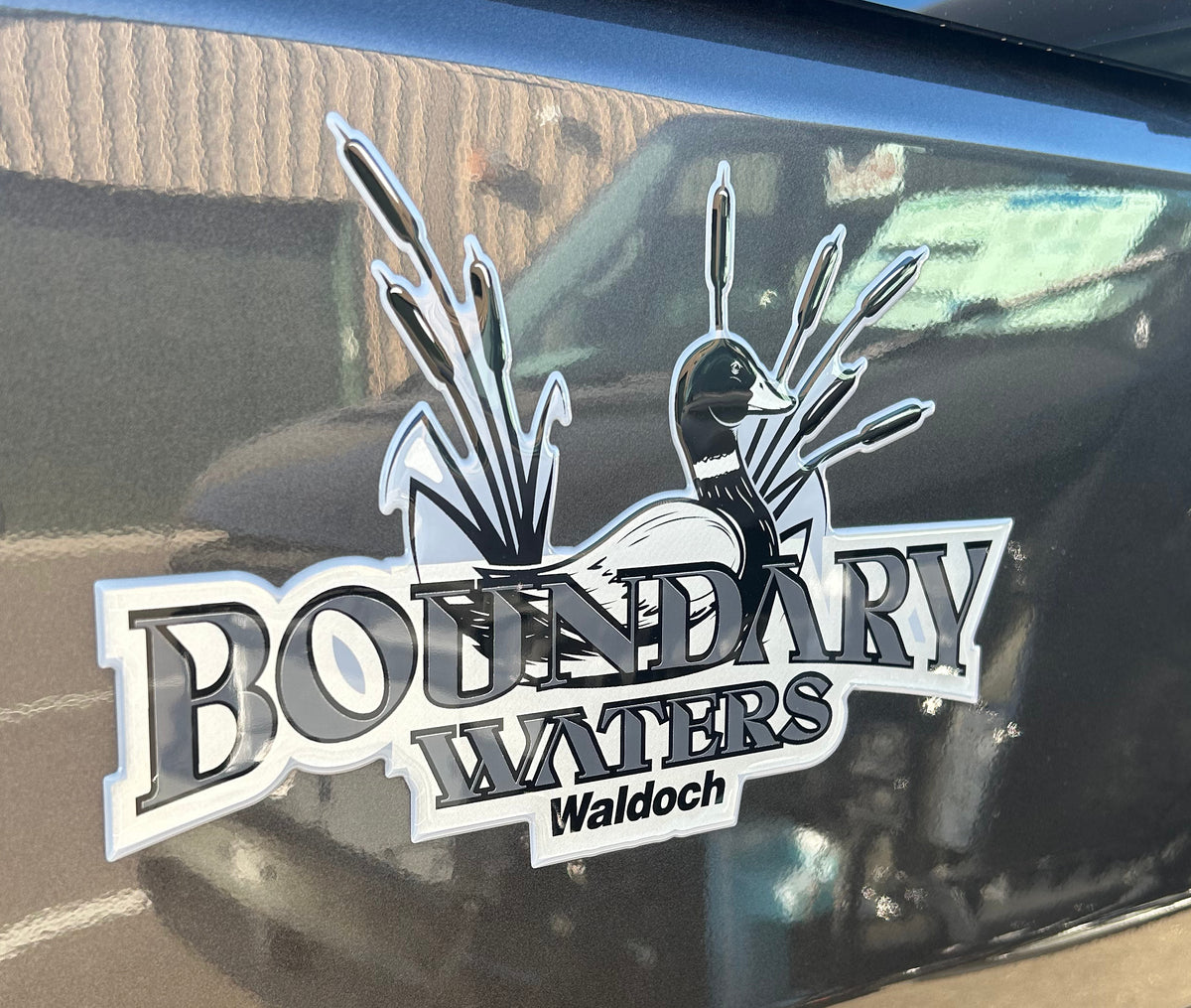 BOUNDARY WATERS WALDOCH CC NAME 6.58" X 10.66" - CHROME / FOAM ADHESIVE / -688 LT GRAY / -58 SILVER / -55 BLACK