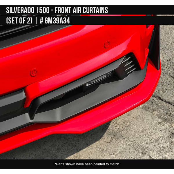 2019-2021 Chevrolet Silverado 1500 Air Curtain Set  Painted  Satin Black Install Ready