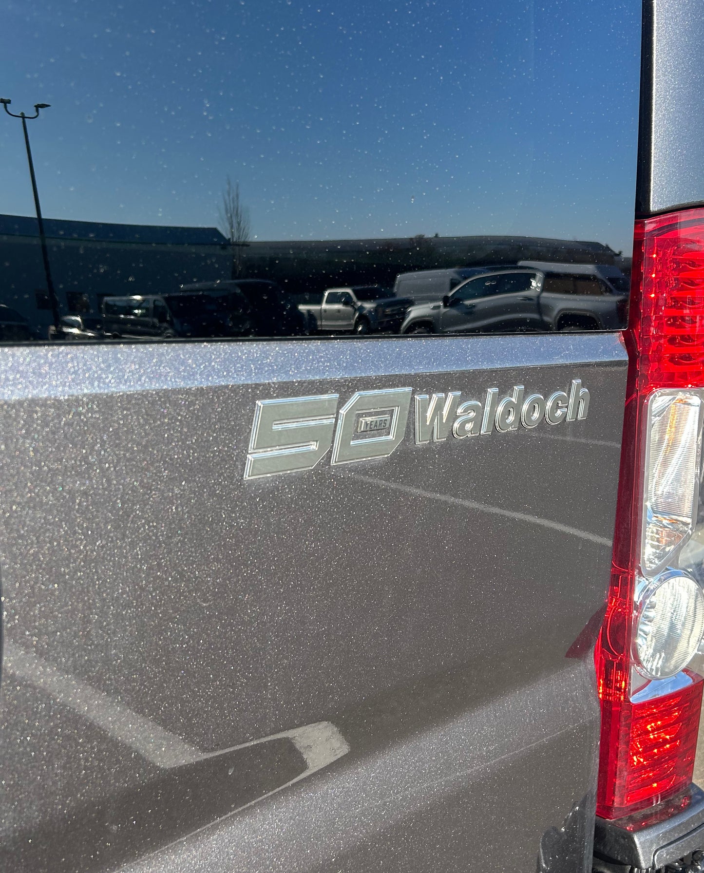 1.82" X 14" 50 YEARS WALDOCH SL24 LOGO 3D CHROME / TITANIUM / SATIN CLEARCOAT