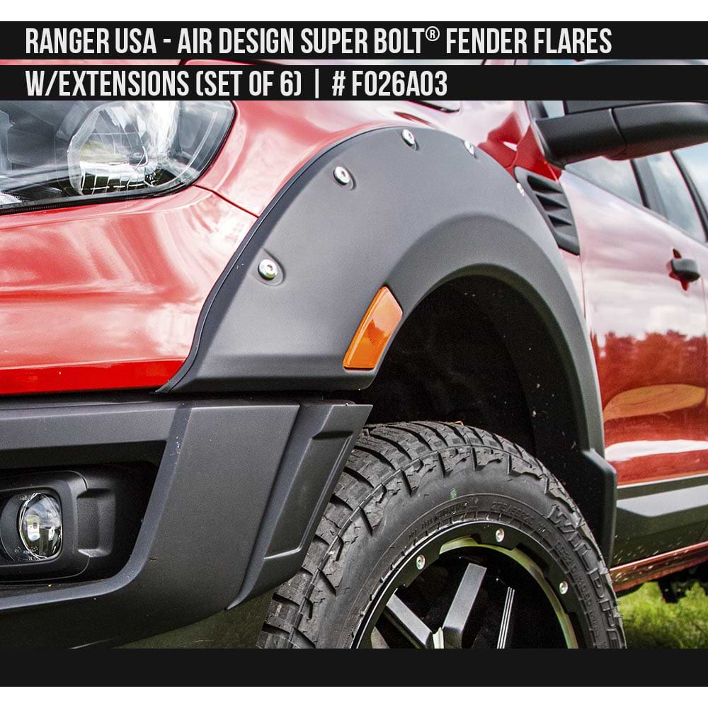 2019-2023 Ford Ranger USA Super Bolt Fender Flare Set  Painted  Satin Black Install Ready