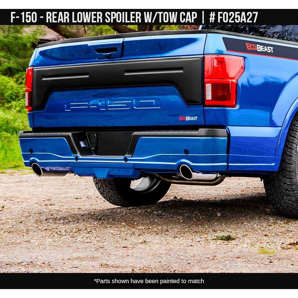 2018-2020 Ford F-150 Rear Lower Skirt with Tow Cap  Painted  Satin Black Install Ready