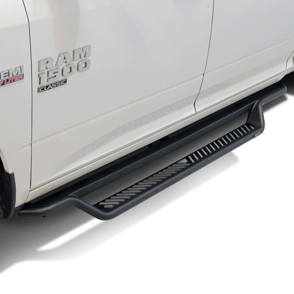 2009-2018 Ram 1500 Crew Cab; 2019-2024 Ram 1500 Classic Crew Cab; 2010-2024 Ram 2500/3500 Crew Cab (Excl. Cab Chassis W/Def Tank) Outlaw Drop Running Boards