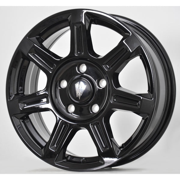 FLUX 16 X 6.5 ALL BLACK GLOSSY - 84.1  OFFSET 5X130  84.1CB