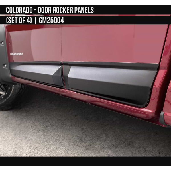 2016-2022 Chevrolet Colorado Door Rocker Panel Set  Painted  Satin Black Install Ready