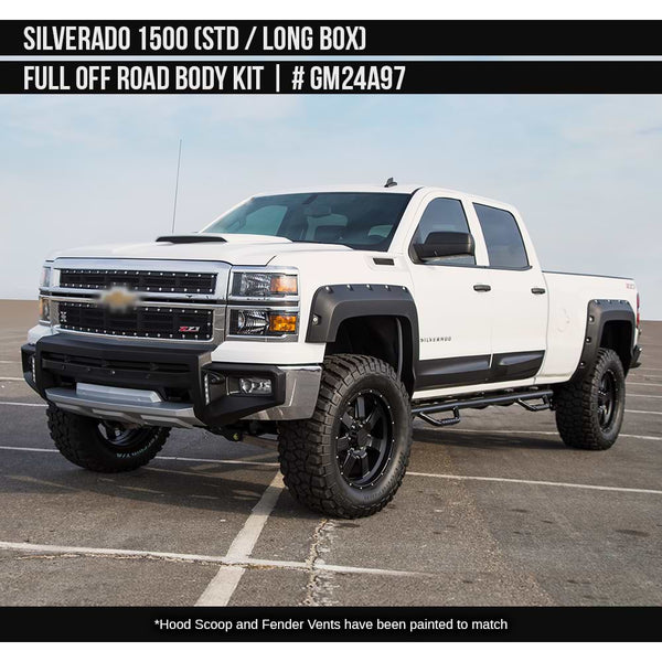 2014-2015 Chevrolet Silverado 1500 Off-Road Full Kit (for Std. And Long Box) Painted  Satin Black Install Ready