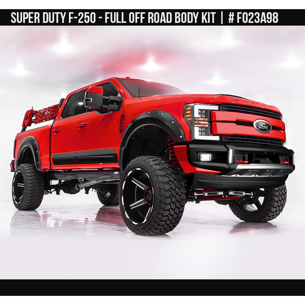 2017-2019 Ford F-250 Superduty Off-Road Full Kit with Front Bumper Guard  Painted  Satin Black Install Ready
