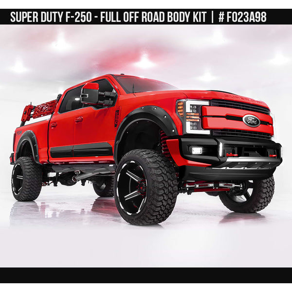 2017-2019 Ford F-250 Superduty Off-Road Full Kit with Front Bumper Guard  Painted  Satin Black Install Ready
