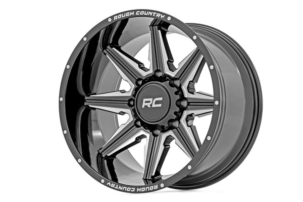 Rough Country 91M Series Wheel | One-Piece | Gloss Black | 22x12 | 6x5.5 | -44mm