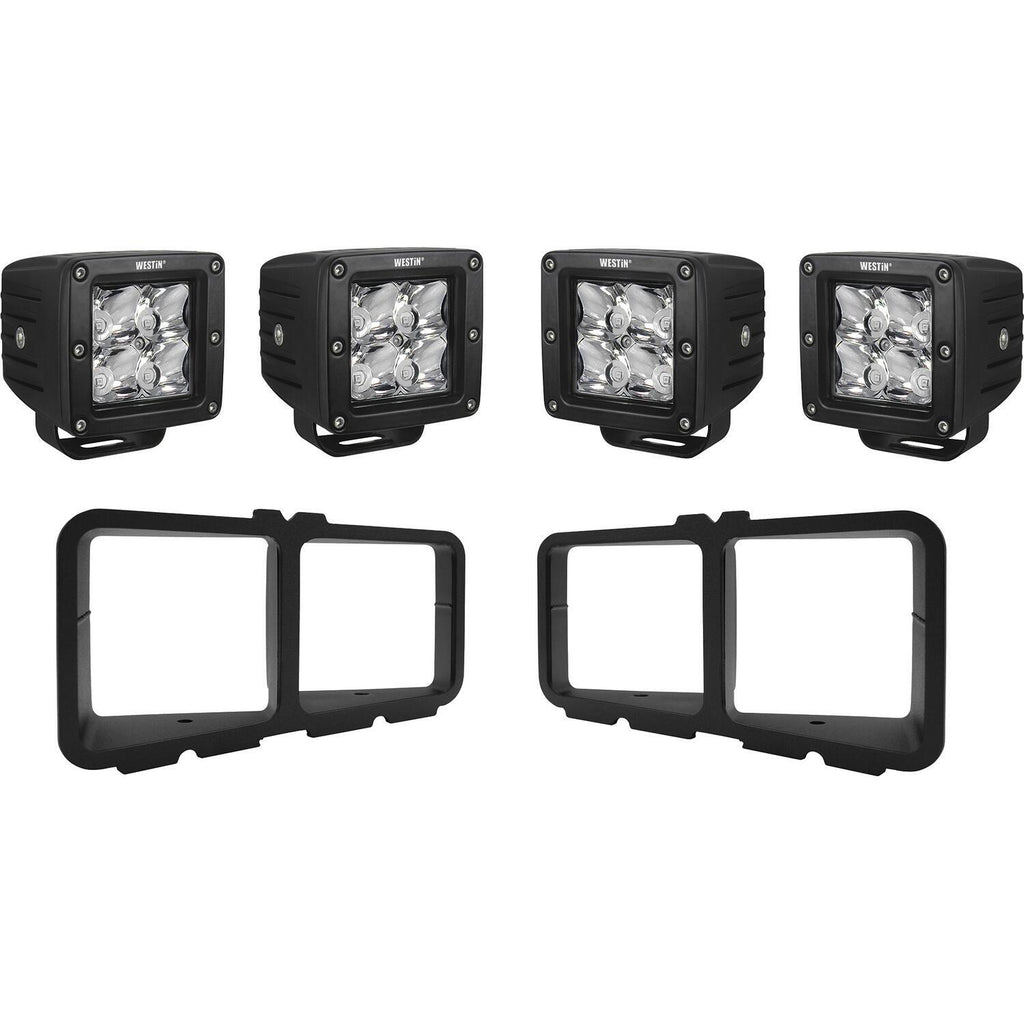 Outlaw/Pro-Mod Bumper Light Kit Square-Square LED Light Kit for Outlaw Front Bumpers, includes 4 HyperQ LED lights and 2 brackets.