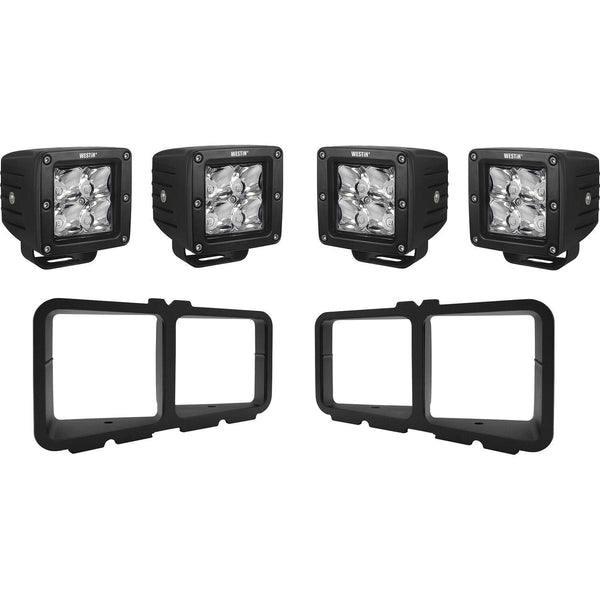 Outlaw/Pro-Mod Bumper Light Kit Square-Square LED Light Kit for Outlaw Front Bumpers, includes 4 HyperQ LED lights and 2 brackets.