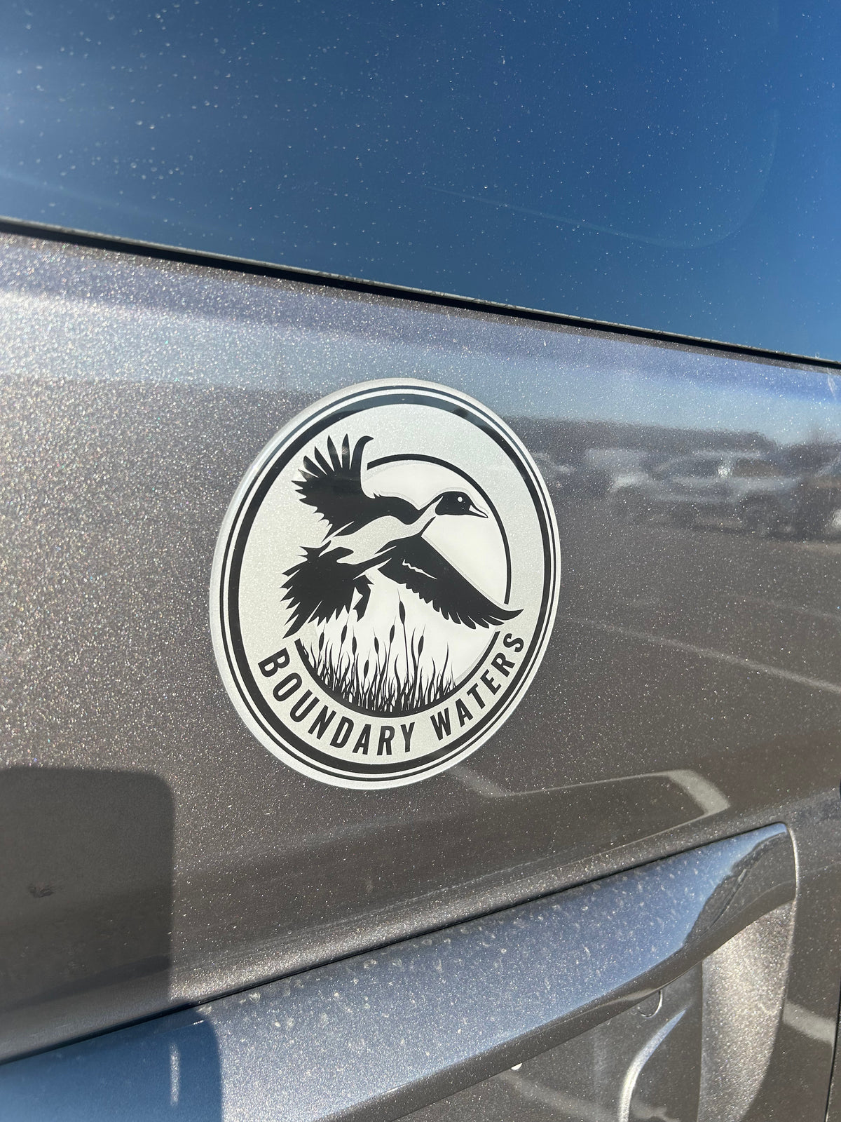 BOUNDARY WATERS CC LOGO 7.8" CHROME / FOAM ADHESIVE / -688 LT GRAY / -58 SILVER / -55 BLACK