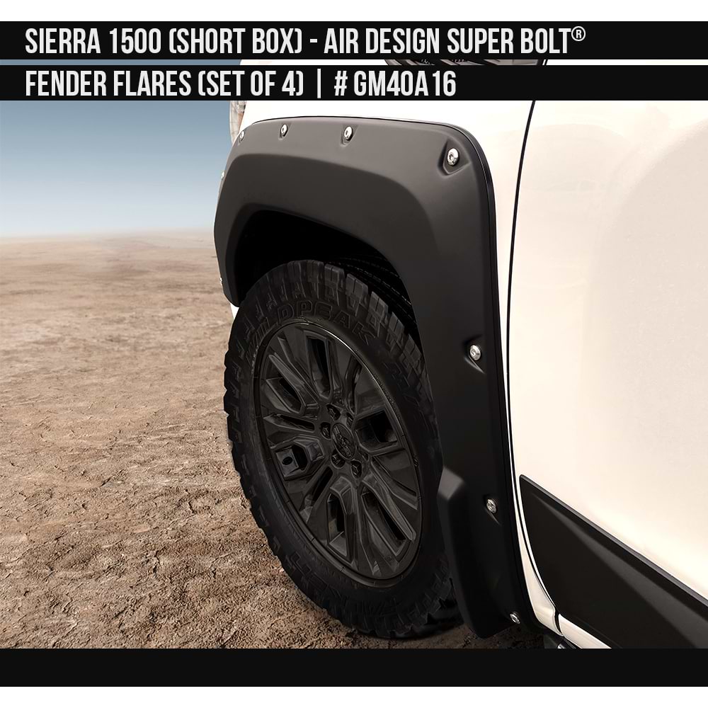 2019-2023 GMC Sierra 1500 Super Bolt Fender Flare Set (for Short Box) Painted  Satin Black Install Ready