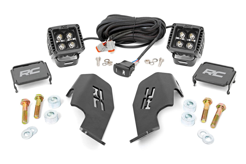 LED Light Kit | Cage Mount | 2" Black Pair | White DRL | Honda Talon 1000