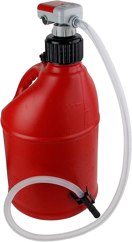 TERA PUMP TRFA01-XL Racing Fuel Transfer Pump, various Gas Can Fittings, Racing Fuel Cell Jug Adapter & Advanced Auto-Stop Sensor & Flexible Intake/Discharge Hose (2.4-GPM)