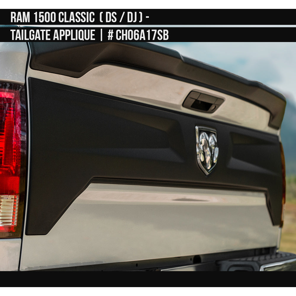 2010-2023 Dodge RAM Classic 1500 Tailgate Appliqué  Painted  Satin Black Install Ready