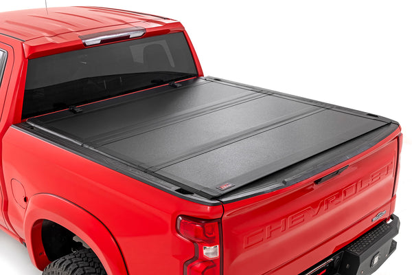Hard Tri-Fold Flip Up Bed Cover | 6'7" Bed | Chevy/GMC Sierra/Silverado 1500 (19-25)