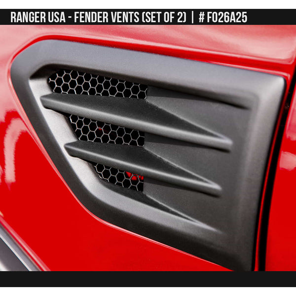 2019-2023 Ford Ranger USA Fender Vent Set  Painted  Satin Black Install Ready