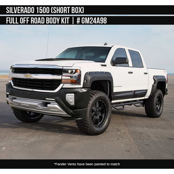 2016-2018 Chevrolet Silverado 1500 Off-Road Full Kit (for Short Box) Painted  Satin Black Install Ready