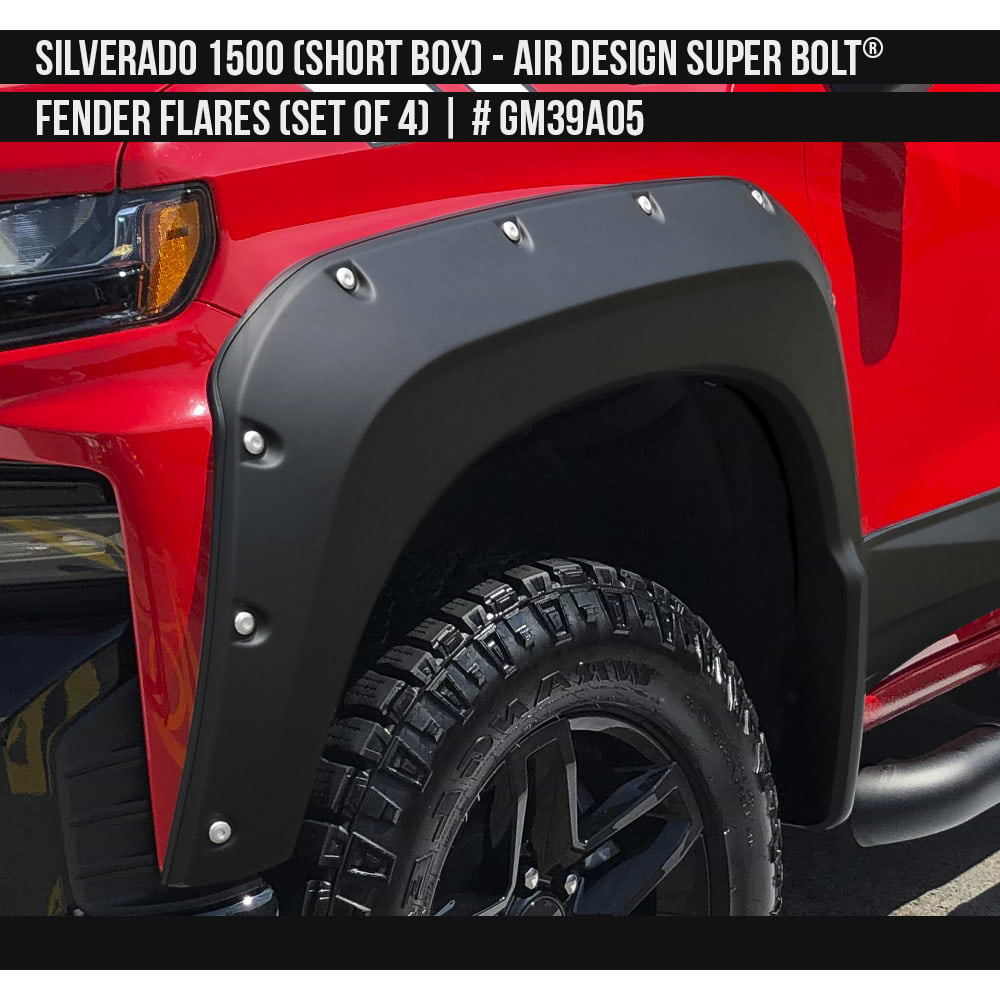 SILVERADO 2019+ SHORT BOX SUPER-BOLT FENDER FLARES SET, SUPER PRIMED,