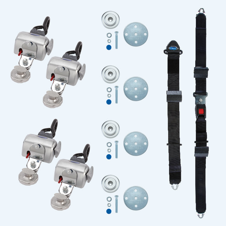 QRT Standard Kit for Slide N' Click, manual lap and shoulder belt fixed mounted, SNC floor anchorages