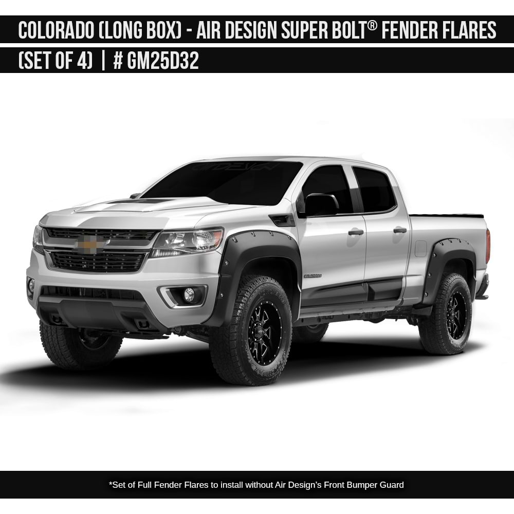 2016-2020 Chevrolet Colorado Super Bolt Fender Flare Set (for Long Box) Painted  Satin Black Install Ready